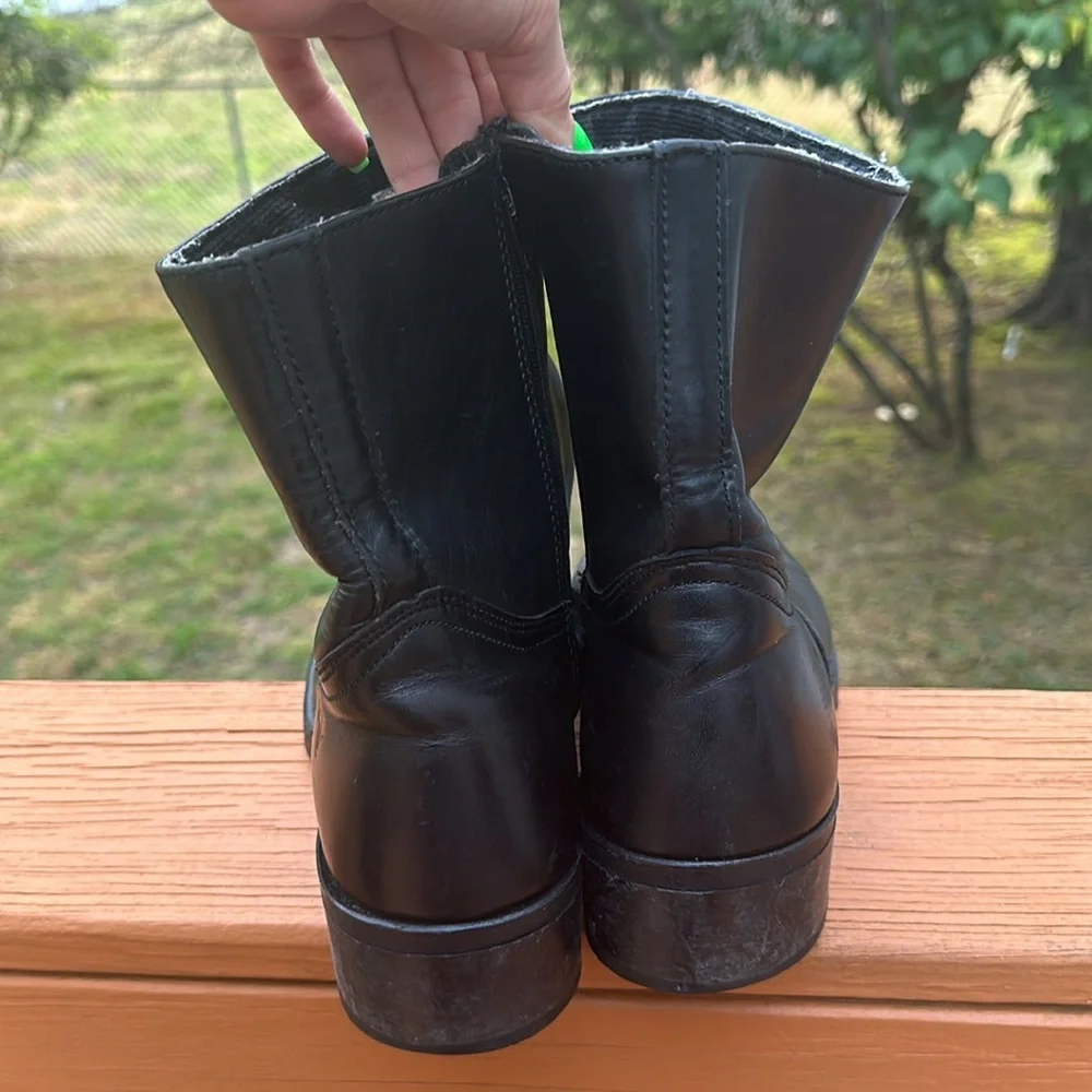 FRYE Campus Vntg.Short Ankle Boots Black Leather Square Toe Zipper Bootie Men’s